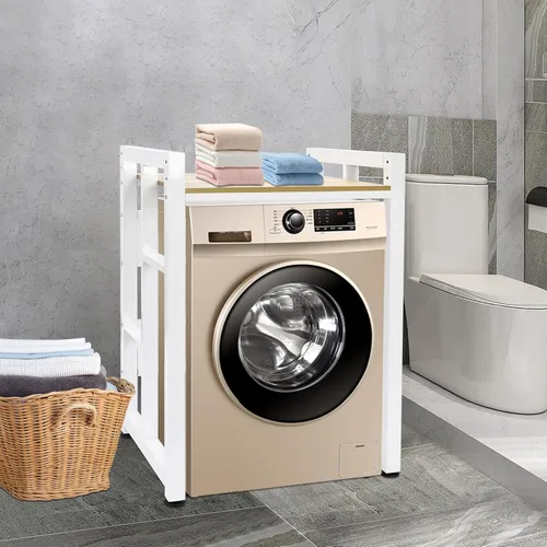 Miniatura 3 de Soporte apilable para lavadora y secadora, capacidad de carga de 419 libras, estante resistente con estante ajustable, estantes apilables para Blanco