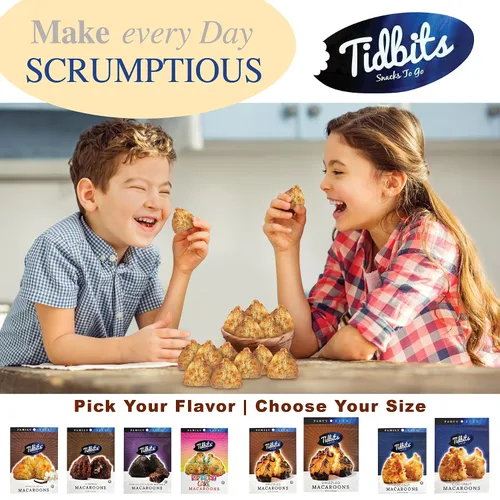 Miniatura 4 de Tidbits Snacks To Go Macarrones de vainilla – 5.25 oz. Tamaño familiar, bocadillos gourmet sin gluten, deliciosas galletas veganas sin lácteos