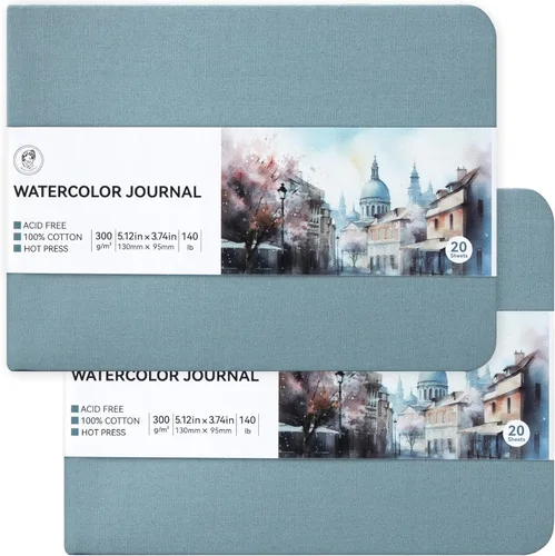 Lightwish Cuaderno de bocetos de acuarela, 100% algodón, suministros de arte de prensa caliente, diario de papel de acuarela de 3.8 x 5.1 pulgadas,