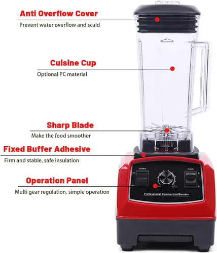 Miniatura 2 de YL-010 Comercial Mezclador Juicer Power Alimentos Procesador Smoothie Bar Fruta 1500W Exprimidor eléctrico Smoothie Maker 2L 110V Mezclador