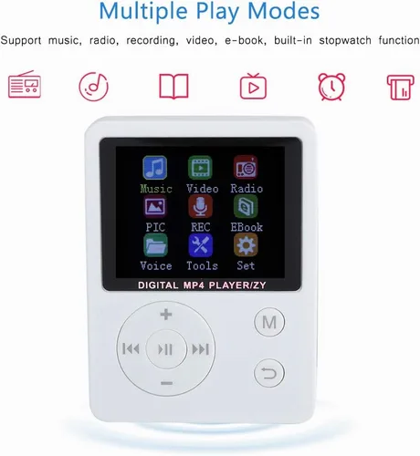 Miniatura 2 de MP3 portátil ligero y delgado, reproductor de música MP4 con altavoz auricular HiFi sin pérdida de sonido y ranura para tarjeta TF, reproductor