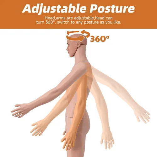 Miniatura 5 de Maniquí de cuerpo completo, maniquí desmontable ajustable con soporte para costura, sastrería, diseño de disfraz de cosplay y exhibición