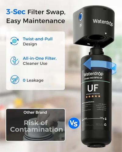 Miniatura 9 de Waterdrop 10UA-UF - Sistema de filtro de agua para debajo del fregadero, 1 año, reduce el plomo, el cloro, el mal sabor y el olor, se conecta