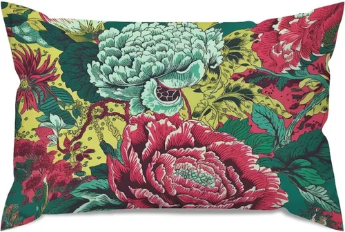Miniatura 77 de ArogGeld Funda de almohada blanca con flores chinoiserie, funda de almohada para sofá, diseño floral verde y blanco, funda de almohada de lino A-12