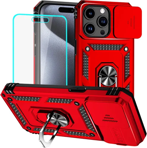 Miniatura 45 de HNHYGETE Funda para iPhone XR con protector de pantalla HD: [grado militar de 20 pies probada en caídas] Funda protectora para cámara deslizante a