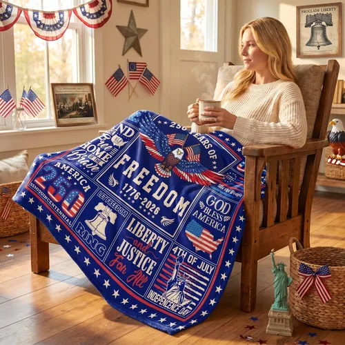 Miniatura 4 de 4th of July Throw Blanket for Couch Sofa Bed, Cozy Flannel Independence Day Patriotic Blankets and Throws 250 Anniversary USA Merchandise Gifts