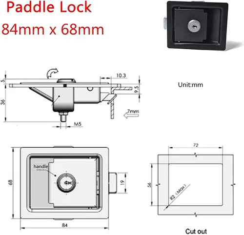 Miniatura 3 de Cerradura de remolque para caravana, cerradura de caja de herramientas para remolque, pestillo de paleta, cerradura antirrobo para caravana, cámper