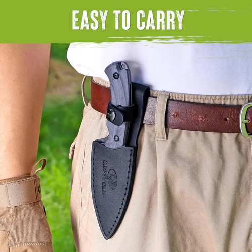 Miniatura 6 de MOSSY OAK Cuchillo de caza con funda, cuchillo de hoja fija de espiga completa de 8.5 pulgadas, cuchillos al aire libre para supervivencia, Mango