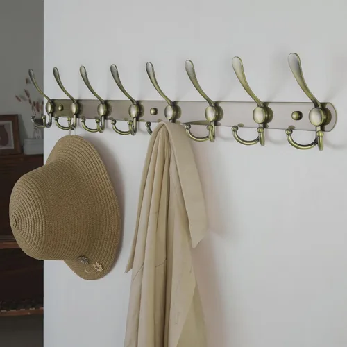 Miniatura 4 de Dseap - Perchero para pared, 5 ganchos triples, resistente, acero inoxidable, riel de gancho de metal para abrigos, sombreros, toallas, bolsos