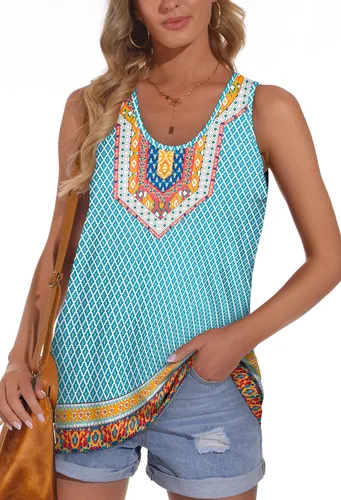 Miniatura 2 de OFEEFAN Camisetas sin mangas para mujer, cuello redondo, ajuste holgado, ropa de verano