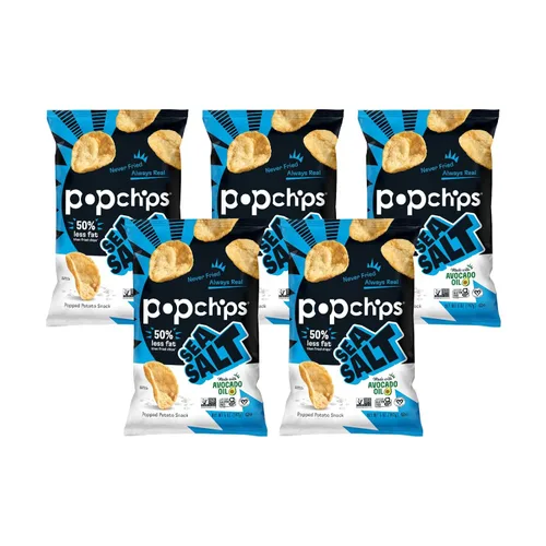 Miniatura 12 de Popchips Paquete variado de papas fritas, porciones individuales de 0.8 onzas (paquete de 24), 4 sabores: 8 sal marina, 8 barbacoa, 4 crema agria