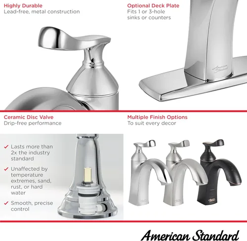 Miniatura 3 de American Standard 7413101.295 Chatfield - Grifo de baño con un solo agujero, 1.2 GPM, níquel cepillado