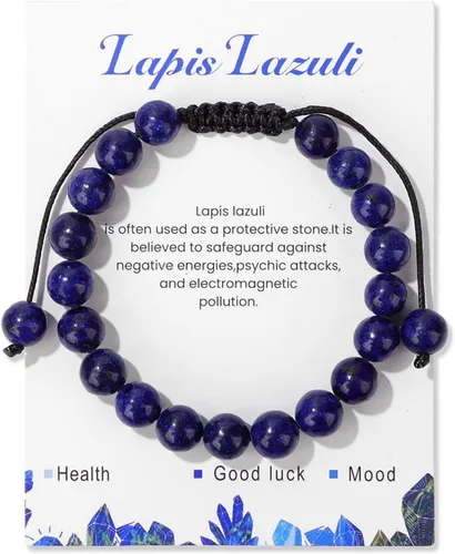Miniatura 10 de Pulsera de cristal curativo para mujer de 8 mm de piedra natural con cuentas de cristal engarzadas, pulsera ajustable de gemas hecha a mano, joyería