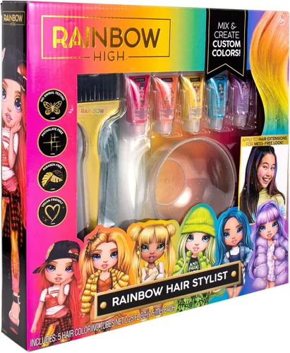 Miniatura 7 de Rainbow High Horizon Group USA, incluye 5 vibrantes geles de coloración para el cabello, 3 extensiones con clip para menos desorden, tazón de mezcla
