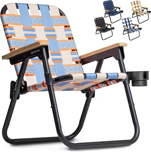 GoSports WOVN - Silla de playa tipo mochila – 9 estilos disponibles – Silla de camping plegable de primera calidad