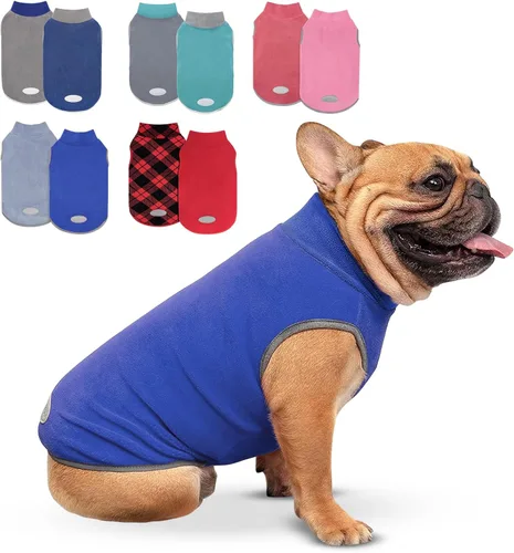 Miniatura 11 de cyeollo Paquete de 2 suéteres elásticos de forro polar para perro, chaqueta reflectante de invierno para perros, suéteres para perros medianos
