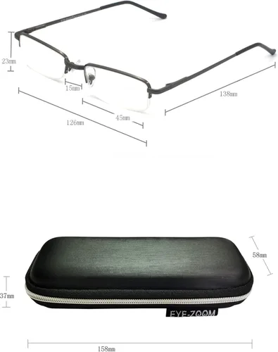 Miniatura 5 de Paquete de 2 lentes de lectura rectangulares de metal con media montura con estuche para hombres y mujeres