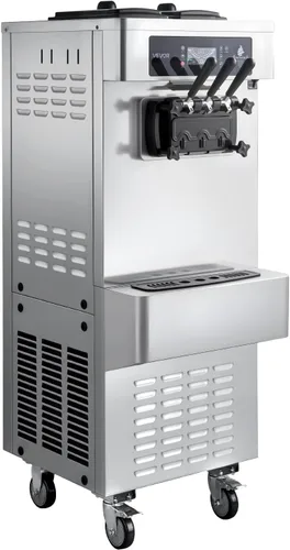 Miniatura 9 de VEVOR Máquina de helados comercial, 20-28L/H de rendimiento 2200 W, máquina de helado suave independiente con 3 sabores, 2 tolvas de 6 L, bomba