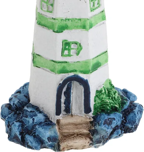 Miniatura 9 de POPETPOP Adorno de faro de acuario, mini faro de resina, micro paisaje para decoración de peceras, océano mar, playa, fiesta, decoración de jardín