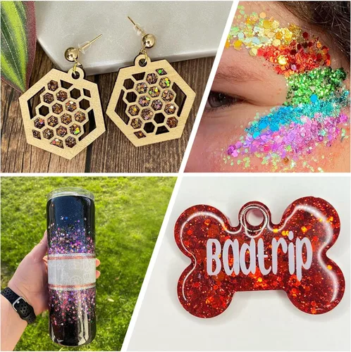 Miniatura 5 de Purpurina gruesa iridiscente, 3.53 onzas, purpurina para manualidades para artes y manualidades, purpurina mixta gruesa cosmética, purpurina Rosa