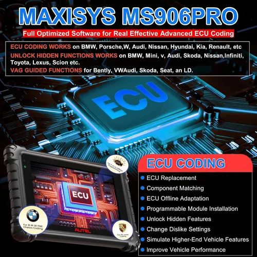 Miniatura 3 de Autel Escáner de diagnóstico MaxiSys MS906 Pro OBD2, codificación ECU, más de 3000 pruebas activas, servicio de más de 40 años, herramienta