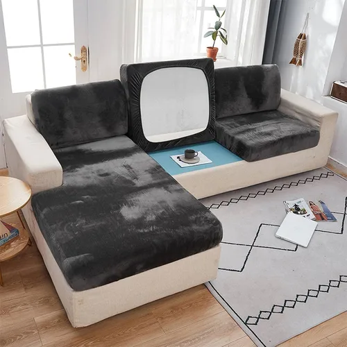 Miniatura 15 de Fundas de cojín de terciopelo elástico, funda de cojín suave para asiento de sofá, extraíble y lavable, protector de muebles para cojín de asiento