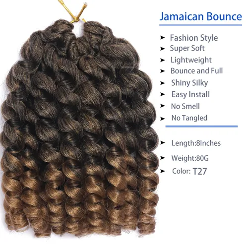 Miniatura 3 de Cabello de Ganchillo Jamaicano Saltarín de 8 Pulgadas 5 Paquetes 2X Rizo de Varita Ringlet Cabello de Ganchillo Pre-Enrollado Rizo Saltarín