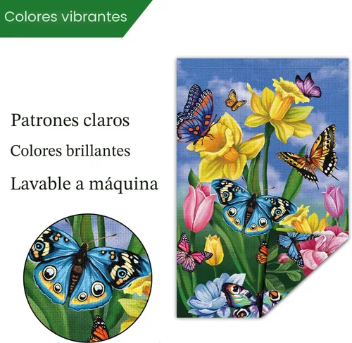 Miniatura 5 de Louise Maelys Bandera de jardín de narcisos de primavera de 12 x 18 pulgadas, doble cara, arpillera pequeña, mariposa, floral, bienvenida, patio