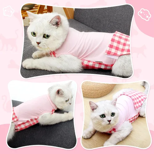 Miniatura 4 de Traje de recuperación para gatos para heridas abdominales o enfermedades de la piel, mameluco de gato para gatos después de la cirugía, traje