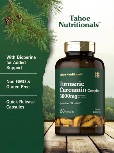 Miniatura 4 de Tahoe Nutritionals Curcumina de cúrcuma 150 cápsulas 95% curcuminoides con pimienta negra Suplemento sin OMG, sin gluten