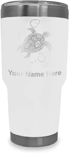 Miniatura 17 de LaserGram Vaso aislado al vacío de 20 onzas, tortuga marina hawaiana, grabado personalizado incluido (negro)