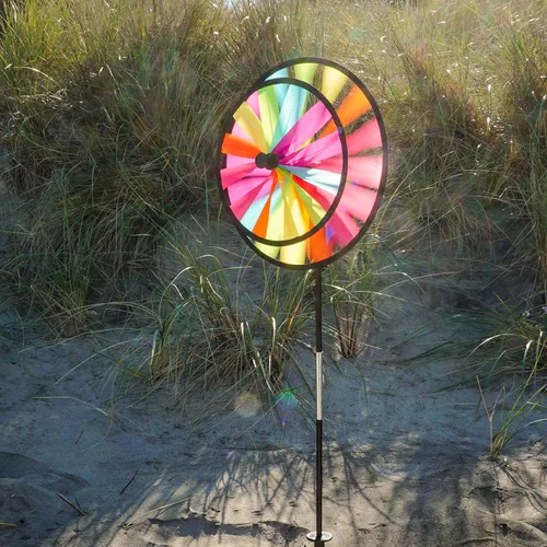Miniatura 6 de In the Breeze 2613 - Spinner doble Fiesta de 13 pulgadas con vela de viento - Colorido giratorio giratorio para patios y jardines