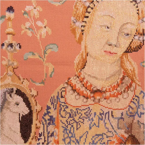 Miniatura 2 de Thea Gouverneur - Kit de punto de cruz contado - Señora y unicornio - Jobelan - 27 unidades - Kit de bordado para adultos - Hilos de bordado DMC