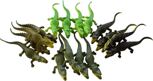 Miniatura 8 de SENSORY4U Juguetes de cocodrilo, 16 figuras de acción de cocodrilo de 6 pulgadas, juguete de cazador de cocodrilos, figuras de animales para Surtido