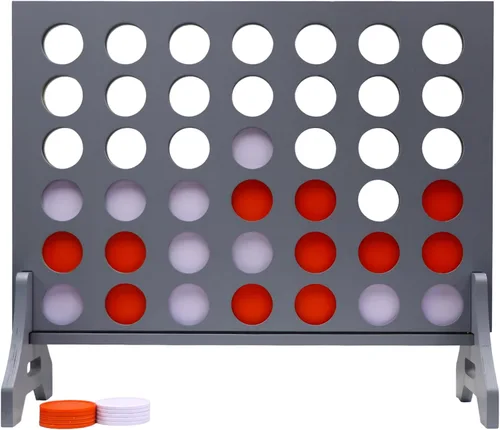Miniatura 63 de Juego gigante 4 en una fila para familia y adultos – Tailgating Pros Jumbo de madera gris cuatro en una fila juego de patio para interiores