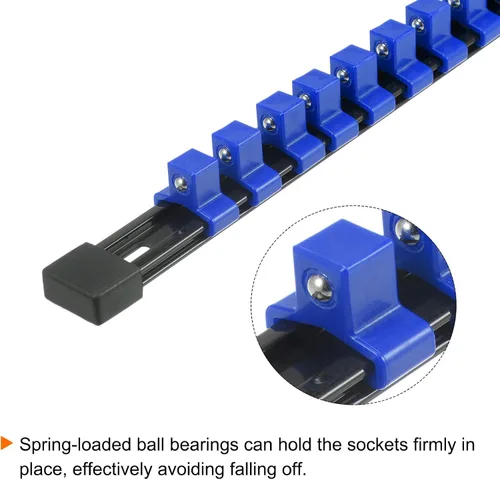 Miniatura 4 de HARFINGTON Organizador de enchufes de 1/2" unidad x 12 clips portátil de plástico ABS soporte de riel de clip de zócalo, azul