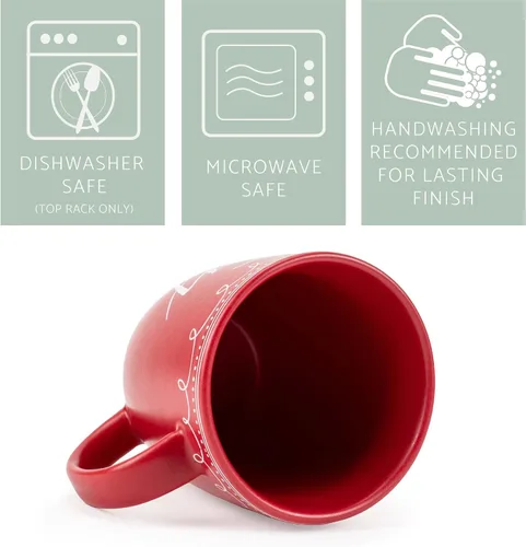 Miniatura 4 de Elanze Designs Joy Raw Clay Bottom Roja Taza de Café de Cerámica Navideña de 16 Onzas