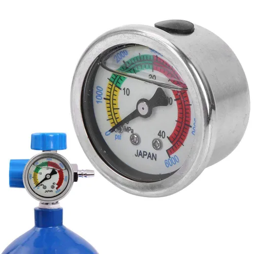 Miniatura 3 de Jadeshay Medidor de presión, 0-6000PSI 0-40MPa Bomba de Aire Medidor de Presión de Doble Escala Lleno de Líquido para Equipo de Buceo Manómetro