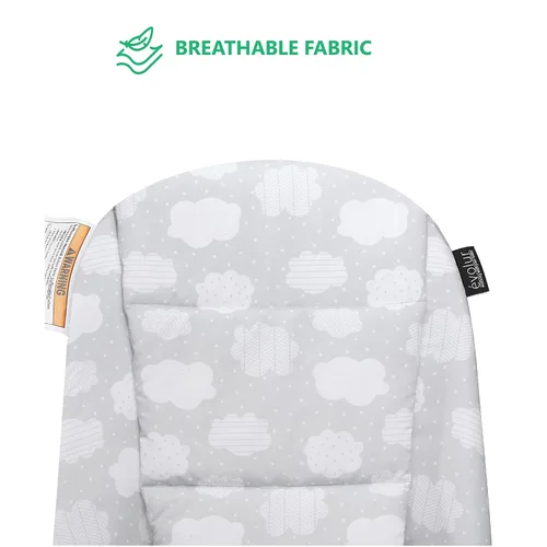 Miniatura 5 de Evolur Koko - Bouncer portátil para bebés en color gris nube, tela transpirable, funda de asiento extraíble, fácil de limpiar para bebé