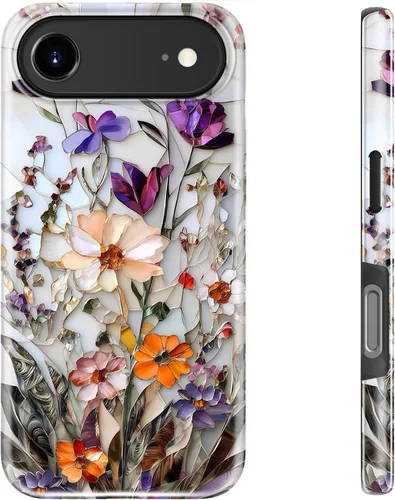 Miniatura 92 de bemal Funda para iPhone 12 Mini, estética, vintage, floreciente, peonía, concha, femenina, compatible con MagSafe, moderna, única, moderna, moderna