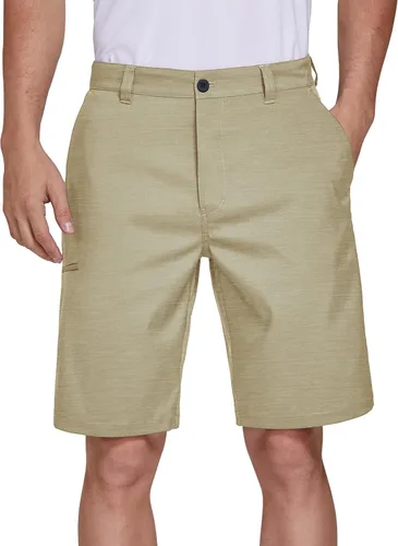 PULI Pantalones cortos de golf híbridos para hombre, estilo casual, chino, elástico, frente plano, ligero, de secado rápido con bolsillos