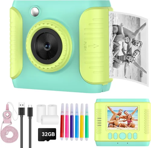Miniatura 8 de Cámara de impresión instantánea para niños, regalos de cumpleaños de Navidad para niñas y niños, cámara digital de video HD 1080P para niños
