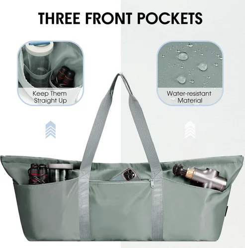 Miniatura 6 de Bolsa grande para esterilla de yoga con compartimento para zapatos y bolsillo impermeable, bolsa de gimnasio para pilates con soporte para esterilla