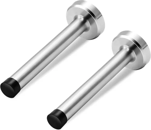 Miniatura 11 de Topes de puerta, tope de puerta de 6 pulgadas de largo, montaje en pared, resistente y rígido, de acero inoxidable cepillado con puntas de plateado