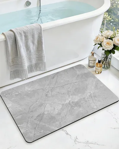 Miniatura 30 de DEXI Alfombra de baño ultra fina, de 16 x 24 pulgadas, antideslizante, para suelo de ducha, absorbente, de secado rápido, de mármol, perfil bajo