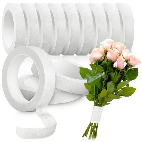 Miniatura 9 de Max Shape 12 rollos de cintas florales de 1/2 pulgada de 30 yardas para envolver tallos de ramos, cinta floral verde para arreglos florales