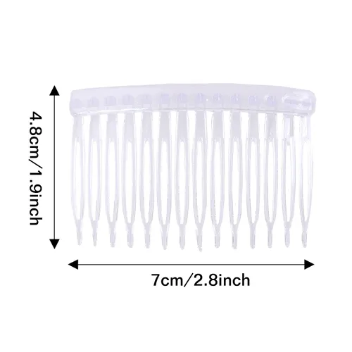Miniatura 6 de Cinaci Paquete de 30 peines laterales pequeños de plástico blanco transparente con 14 dientes, pinzas finas y finas para el cabello, accesorios