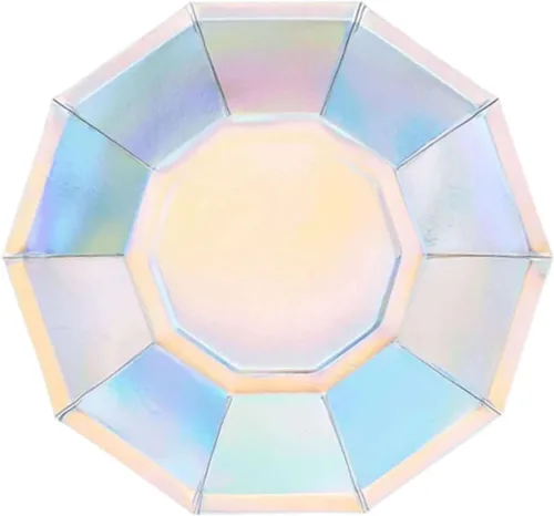 Miniatura 7 de Efavormart - Paquete de 25 platos de papel decagonal iridiscentes de 7.5 pulgadas, platos de postre geométricos resistentes de 300 GSM para Tipo 3