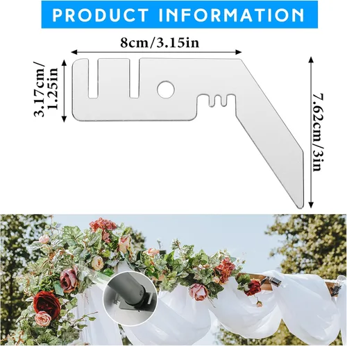 Miniatura 2 de Colgador de barra transversal doble de 3 pulgadas, 4 piezas, tubería y cortina, colgador de cenefa de boda para telón de fondo, portátil, soporte