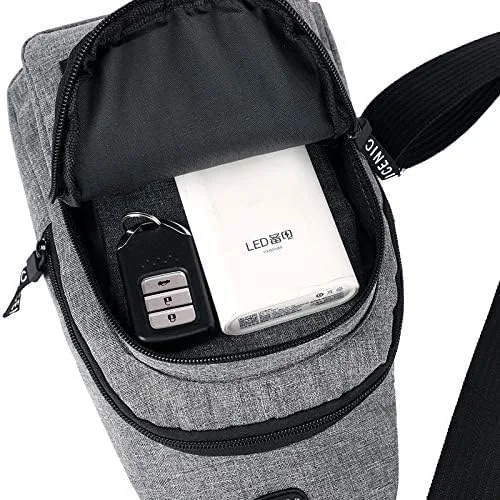 Miniatura 7 de YERCHIC Bolso bandolera pequeño cruzado en el pecho, hombro resistente al agua, bolsa de viaje con correa para hombres y mujeres con agujero